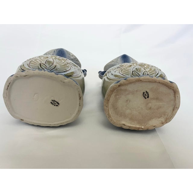 Blue Vintage Brazilian Iridescent Ceramic Vases - A Pair For Sale - Image 8 of 9