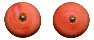 Ladies Coral Stud Earrings in 14K Yellow Gold, 2 Pieces