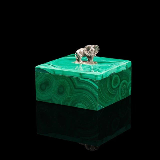 Mid 19th Century Small Antique English Malachite & Silver Trinket Box For Sale - Image 5 of 13