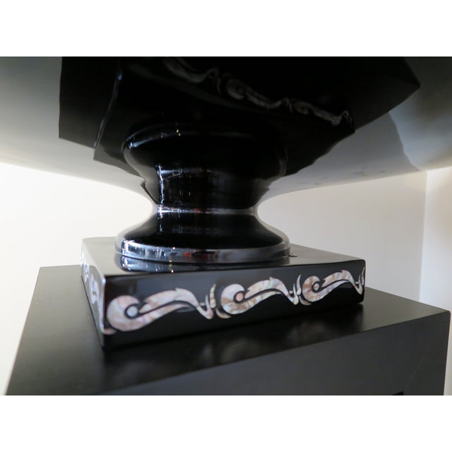 Black Late 20th Century Mother of Pearl and Black Lacquer Decorative Vase For Sale - Image 8 of 9