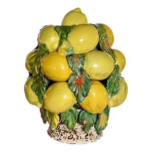 Mid Century Italian Majolica Lemons Topiary Centerpiece