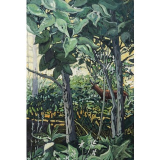 New Possibilities by Deb Komitor | Oil on panel of a deer in a dense green forest. For Sale