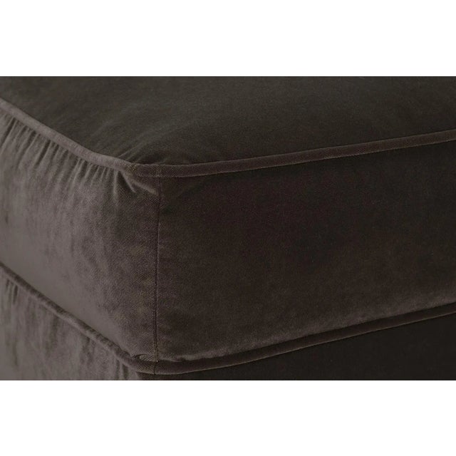 Textile Alcott Ottoman, Chocolate Velvet For Sale - Image 7 of 8