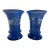 Small Vintage Royal Blue Hand Painted Opaline Vases - a Pair For Sale