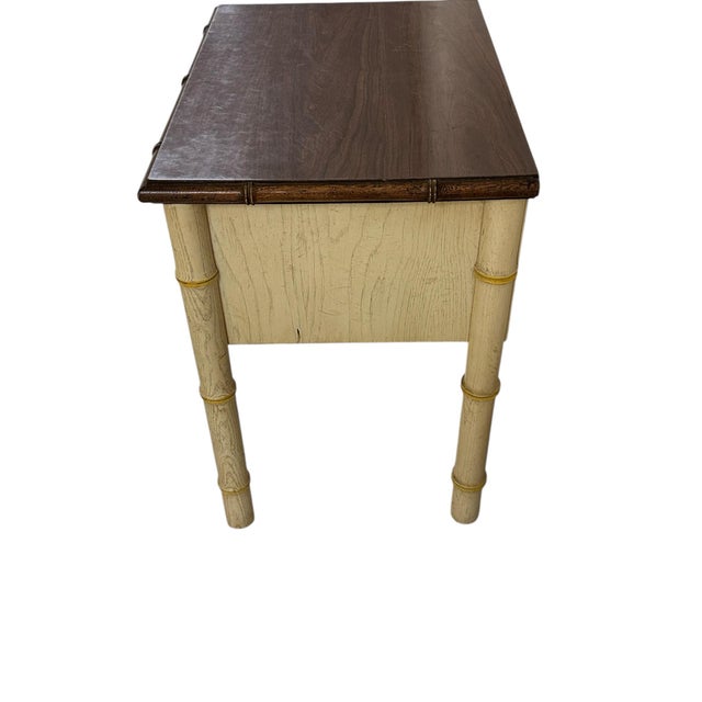 Mid 20th Century American Thomasville Ivory Faux Bamboo Nightstand For Sale - Image 5 of 9