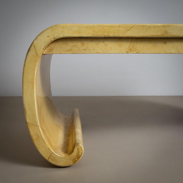 Beige Parchment-Covered Desk, Attributed to Karl Springer, 1960-80s For Sale - Image 8 of 8