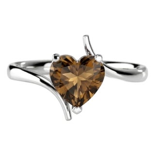 Heart Cut Brown Gemstone Ring, Smoky Topaz 925 Silver Ring Us 7 For Sale