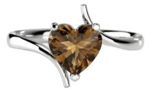 Heart Cut Brown Gemstone Ring, Smoky Topaz 925 Silver Ring Us 7