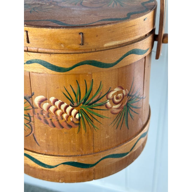 1950s Vintage Firkin Sugar Bucket Hand-Painted Pinecones For Sale - Image 5 of 7