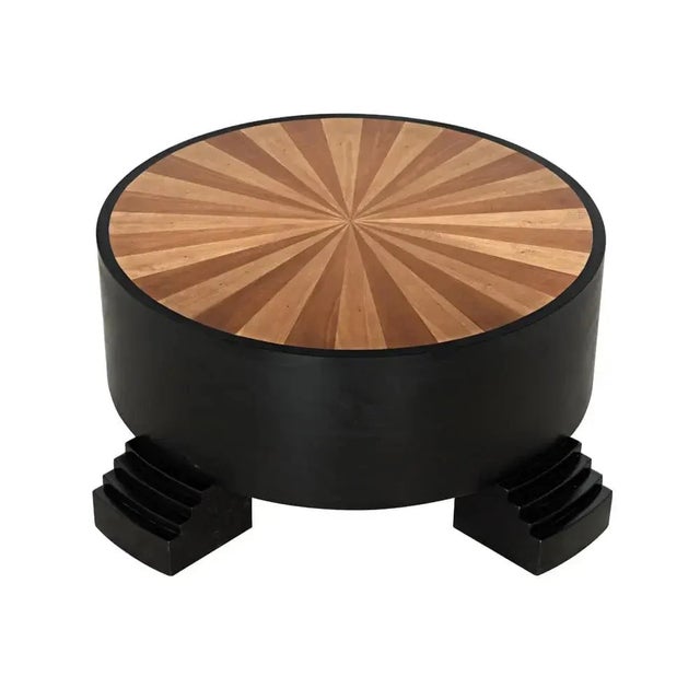 Noir NOIR Tambour Coffee Table, Hand Rubbed Black with Veneer Top For Sale - Image 4 of 5