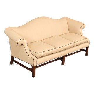 Ethan Allen Vintage Chippendale Style Upholstered Sofa For Sale