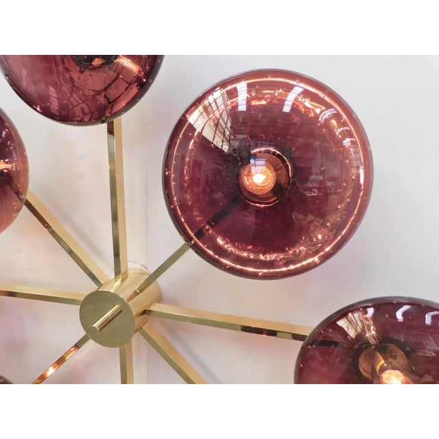 Not Yet Made - Made To Order 21st Century Otto Polished Brass Amethyst Bubbles Murano Glass Flush Mount by Fabio LTD For Sale - Image 5 of 5