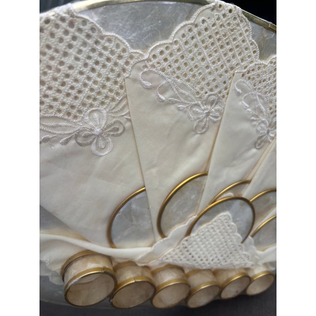 New Old Stock Vintage Capiz Shell Table Setting – Set of 6 Placemats, Napkins, Napkin Rings & Coasters in Original Packaging For Sale In Louisville - Image 6 of 11