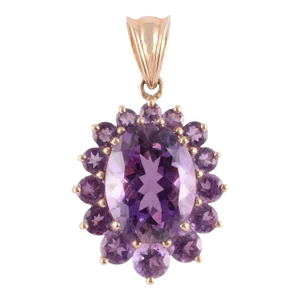 Early 21st Century Oval Amethyst Pendant with Amethyst Surround