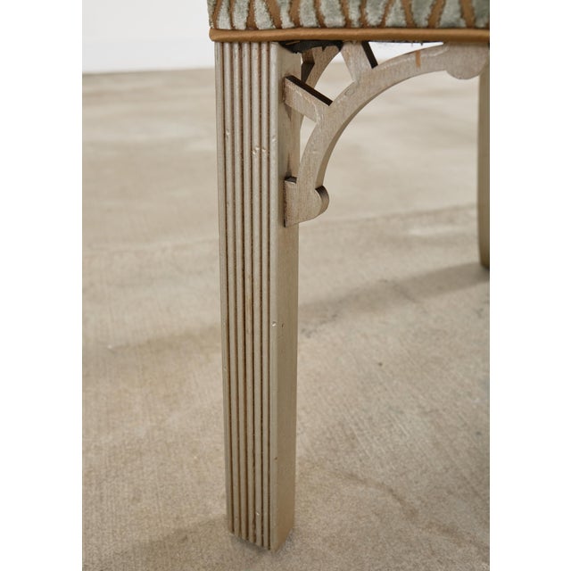 Set of Ten Parsons Dining Chairs With Pollack Fabric For Sale - Image 10 of 12