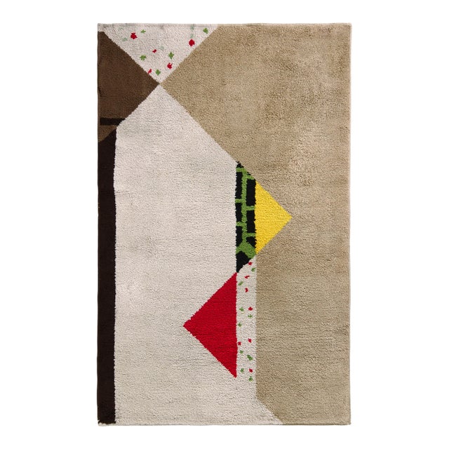 Rug and Kilim’s Antique Deco Style Rug in Red and Cream Geometric Pattern For Sale