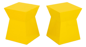 Modern Yellow Geometric Design End Tables, Pair