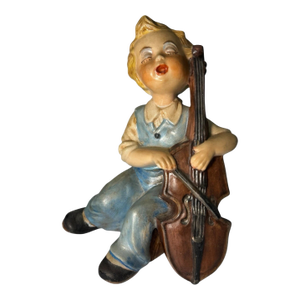 Vintage Italian Boy Cello Figurine Attributed Sally Pope Ceramic Musician