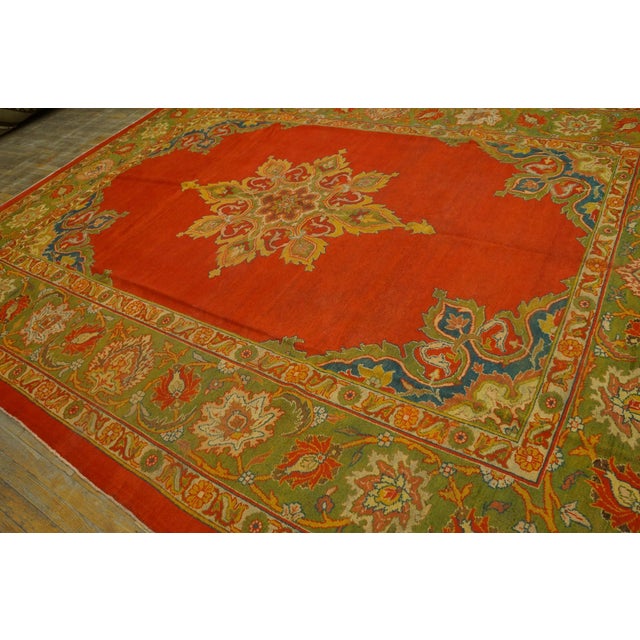 Indian Ultra-Classic Medallion With Yellow Accents in a Open Red Field Antique Indian Amritsar Rug For Sale - Image 3 of 11