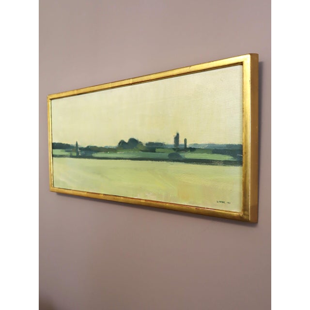 Mid 20th Century 1960 Mid-Century Modern 'The Distant Green' Vintage Original Swedish Abstract Landscape Oil Painting, Framed For Sale - Image 5 of 13