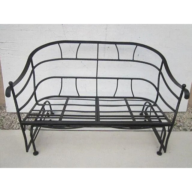 1960s Salterini Style Metal Patio Black Glider For Sale - Image 11 of 12