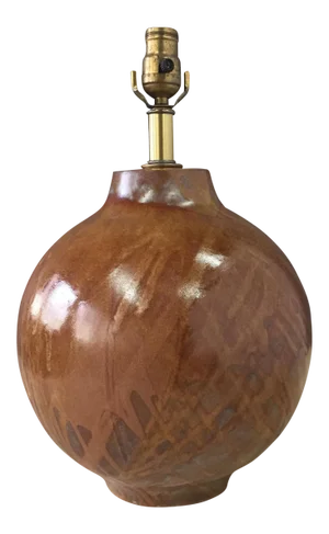 1950s Design Technics Large Bulb Shaped Splatter Glazed Ceramic Table Lamp