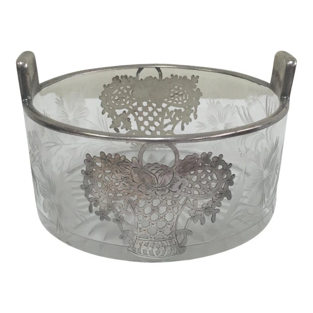 Vintage Silver Overlay Flower Basket Ice Bucket For Sale