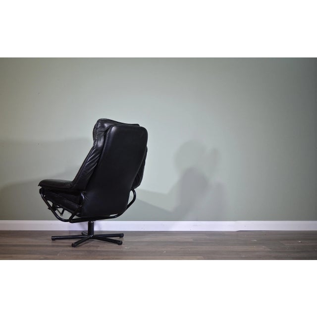Norwegian Leather Swivel Chair from Skoghaug, 1960s For Sale - Image 11 of 12