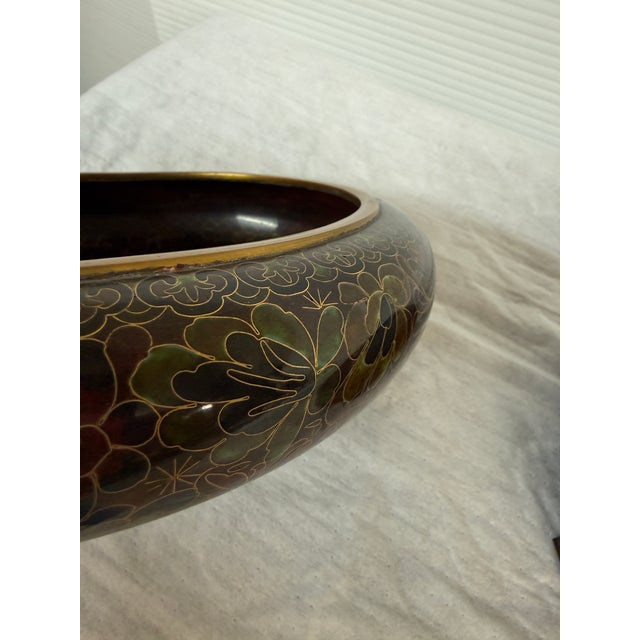 Chinese Cloisonné Chrysanthemum Bowl + Stand For Sale - Image 11 of 12