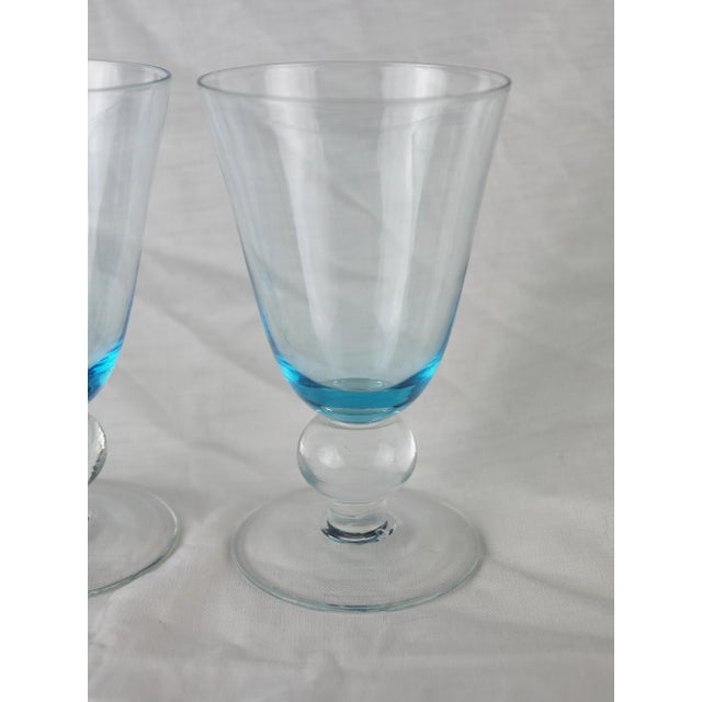 1970s French Blue Smoked Wine Glasses - Set of 3 For Sale - Image 9 of 10