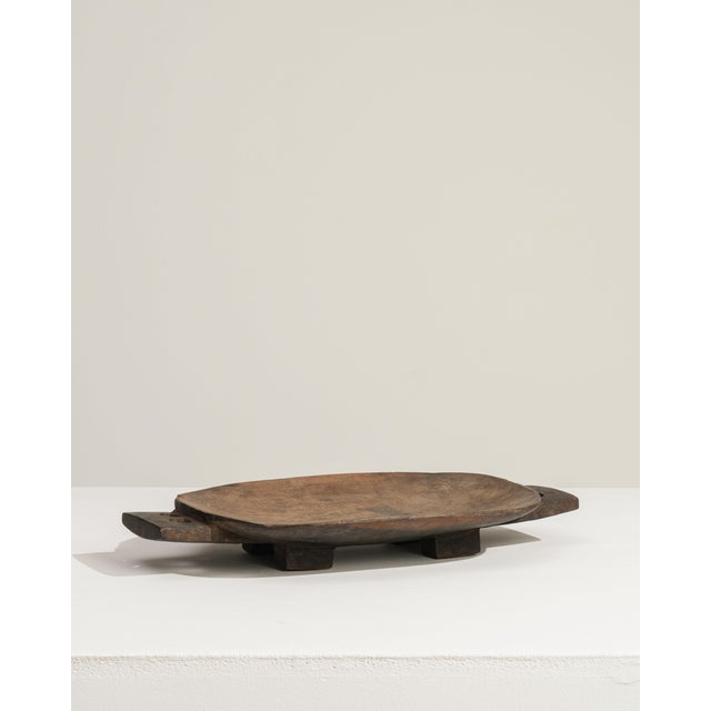 Brown Mid 20th Century Mali Brutalist Brown Wood Platter For Sale - Image 8 of 18
