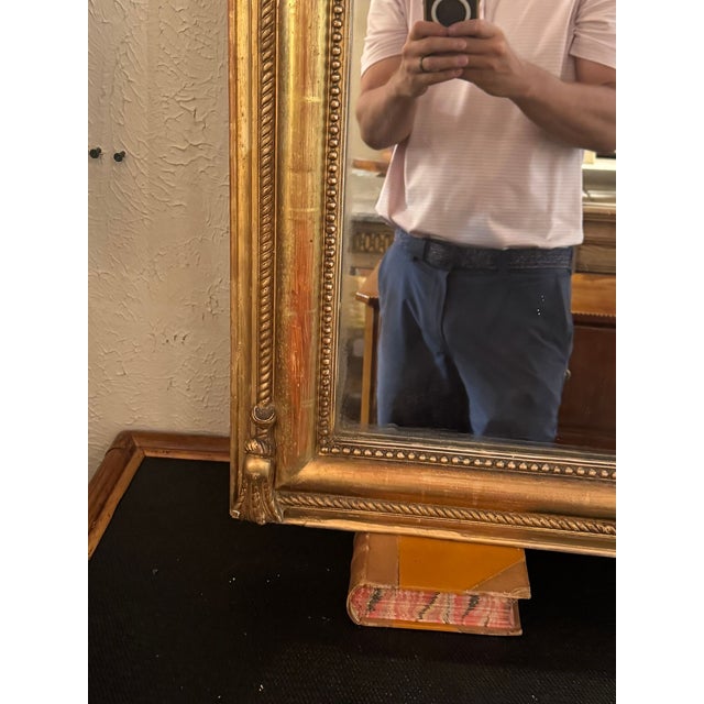 Wood 19th C. French Louis XV Giltwood Mirror For Sale - Image 7 of 8