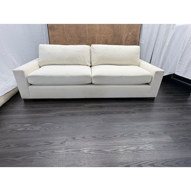 Rh Restoration Hardware Maxwell 2-Cushion Sofa 8' | Classic 40" Depth | Down-Feather | Performance Linen Weave – Natural For Sale - Image 17 of 18