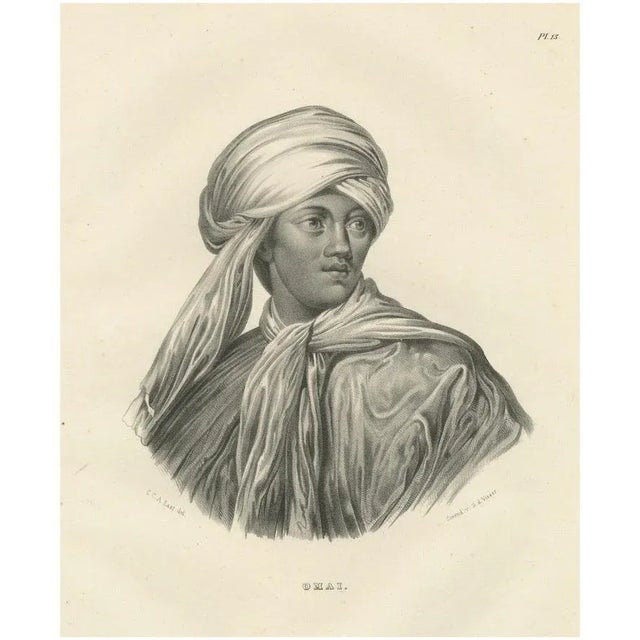 Paper Karl Joseph Brodtmann, Portrait of Omai, A Polynesian Man, 1835, Print For Sale - Image 7 of 7
