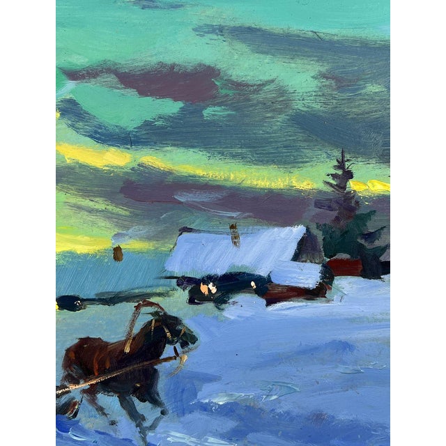 Oil Painting Winter Evening Village Yuriy Suprunchuk For Sale - Image 10 of 11