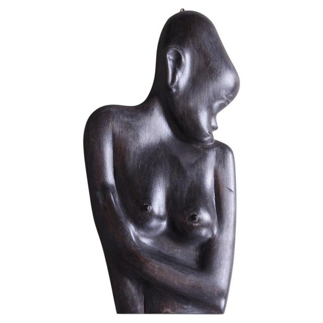 Vintage African Wall Decor in Lacquered Ebony, 1920s For Sale - Image 9 of 9