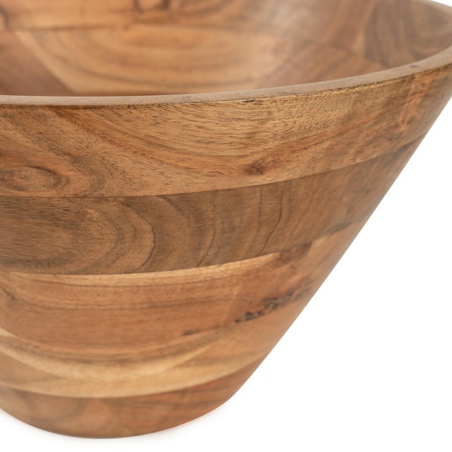 Handcrafted from richly grained wood, this bowl features a striking tapered silhouette that blends rustic charm with...