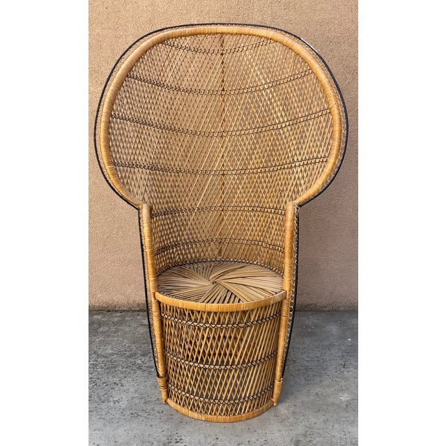 Vintage Boho Rattan Wicker Peacock Chair For Sale - Image 11 of 11