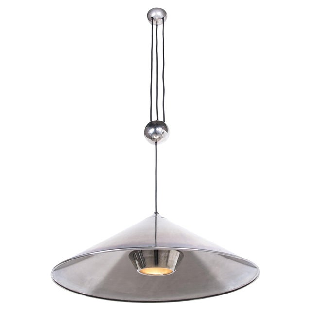 Adjustable Nickel Pendant Lamp KEOS by Florian Schulz, 1960s For Sale - Image 9 of 9