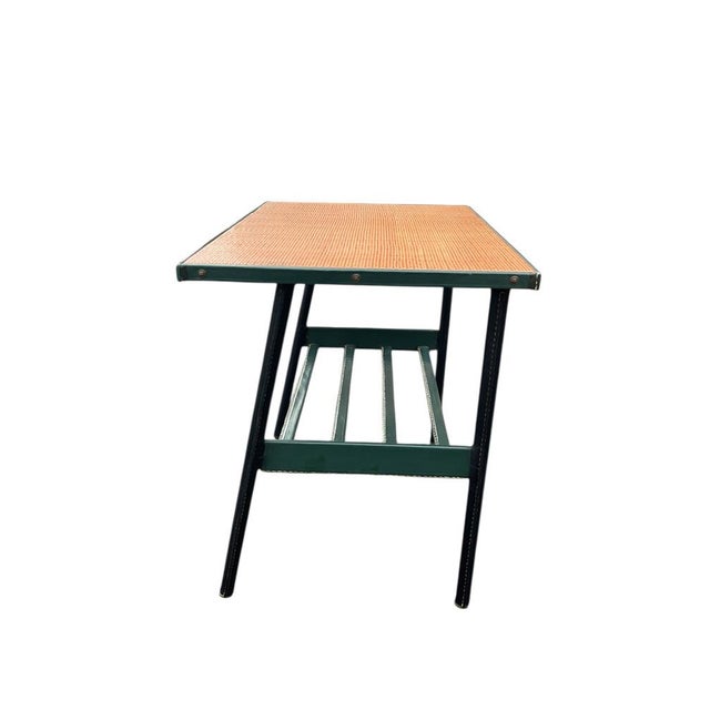 Mid-Century Modern Stitched Side Table by Jacques Adnet, 1950 For Sale - Image 3 of 10