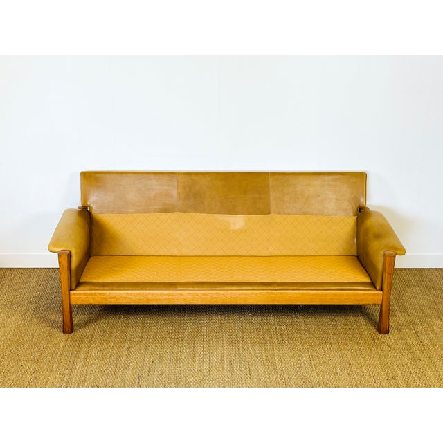 Beige Complete Living Room Set in Camel Leather in the style of Pierre Chapo, 1960, Set of 3 For Sale - Image 8 of 18