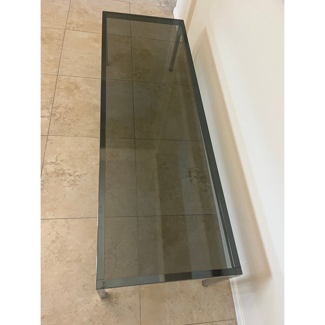 Mid Century Chrome and Smoke Glass Coffee Table in Style of Florence Knoll For Sale In Phoenix - Image 6 of 12