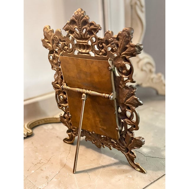 Antique Bradley & Hubbard Table Mirror-Art Nouveau Oak Leaf-Easel Frame-Vanity For Sale - Image 4 of 12