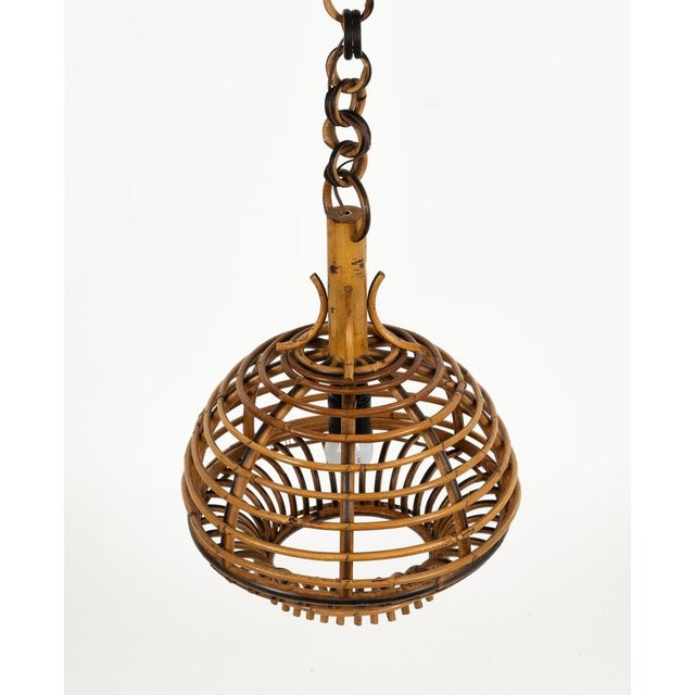 Mid-Century French Riviera Pendant in Bamboo and Rattan, Italy, 1960s For Sale - Image 10 of 12
