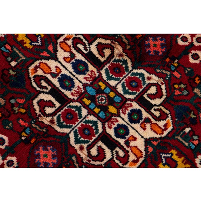 Textile Vintage Handmade Persian Blue Medallion Wool Rug 6'8" X 10'2" For Sale - Image 7 of 12