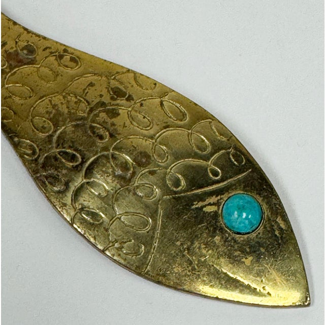 Mid 20th Century Vintage Detailed Brass Fish Bottle Opener For Sale - Image 5 of 5