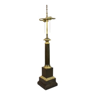 Antique Louis Philippe Bronze Columnar Table Lamp by Decourt, Paris For Sale