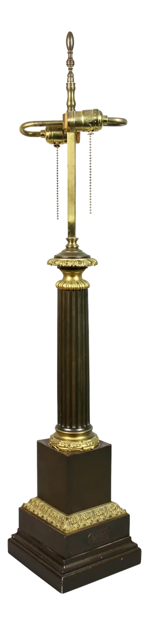 Antique Louis Phillippe Bronze Columnar Table Lamp by Decourt, Paris