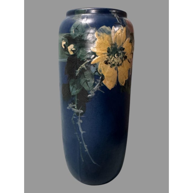 Ceramic Vintage Weller Hudson Floral Decorated 9.75" Art Pottery Vase For Sale - Image 7 of 7