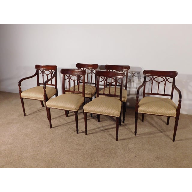 Antique Circa 1920s-30s Set of 6 Sheraton Charak Furniture Dining Chairs For Sale - Image 12 of 18